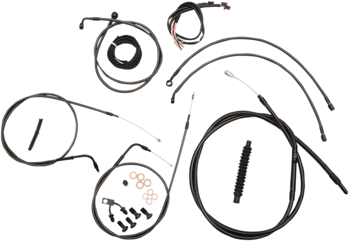 LA CHOPPERS 0610-1503 Complete Midnight Braided Cable Kit - 12"-14" Handlebars - ABS - '11-'14 Softail