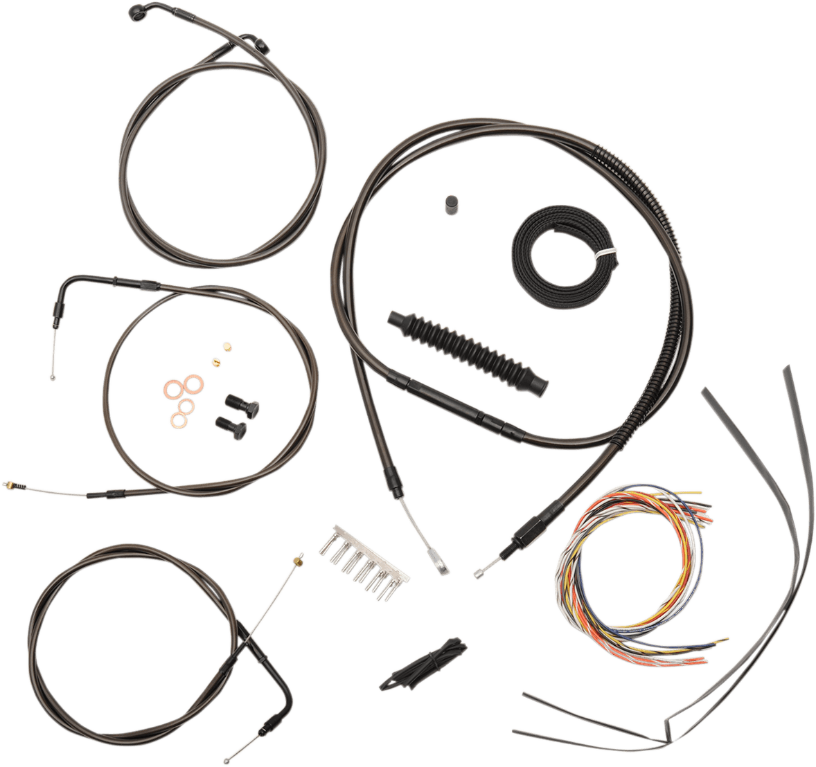 LA CHOPPERS 0610-1509 Complete Midnight Braided Cable Kit - 12"-14" Handlebars - '07-'11 FXDB/C