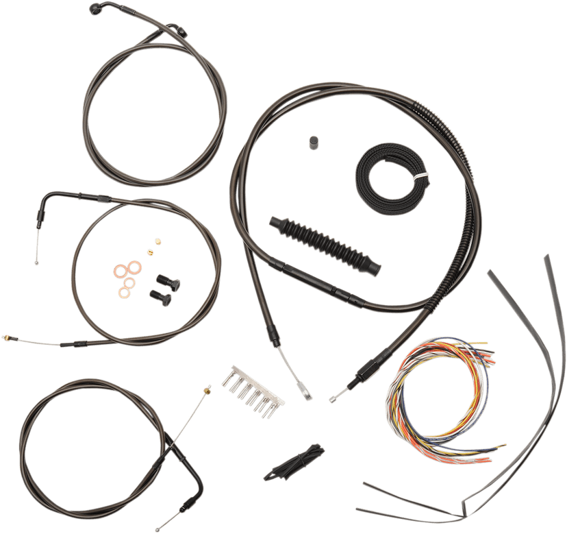 LA CHOPPERS 0610-1530 Complete Midnight Braided Cable Kit - 18"-20" Handlebars - '04-'06 Sportster