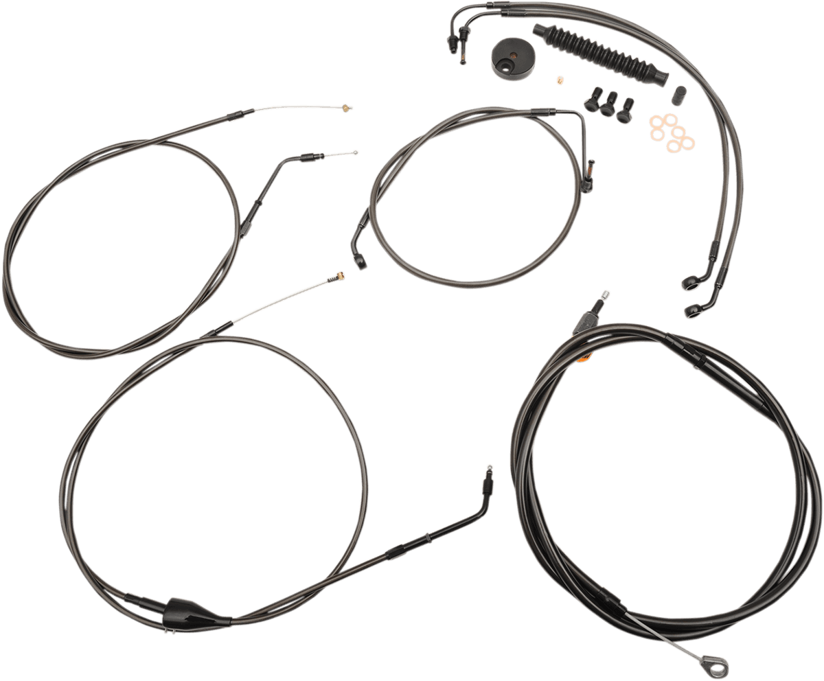 LA CHOPPERS 0610-1562 Standard Midnight Braided Handlebar Cable/Brake Line Kit - 12"-14" Ape Hangers - '96-'07 FLTR