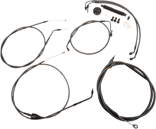 LA CHOPPERS 0610-1563 Standard Midnight Braided Handlebar Cable/Brake Line Kit - 15"-17" Ape Hangers - '96-'07 FLTR