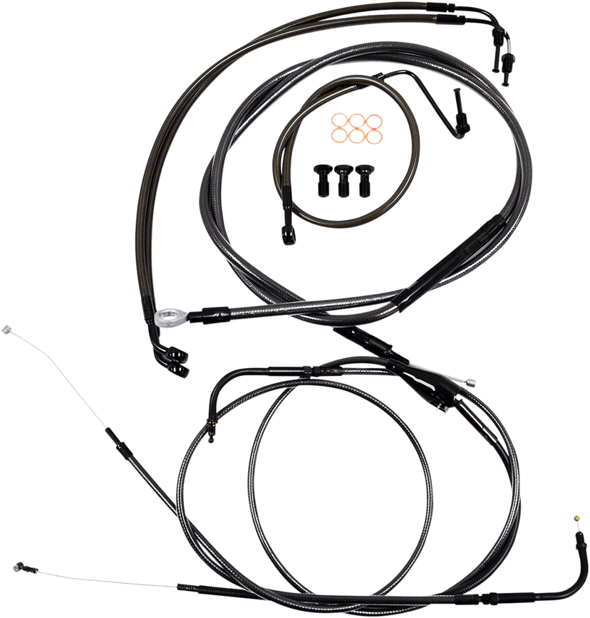 LA CHOPPERS 0610-1575 Standard Midnight Braided Handlebar Cable/Brake Line Kit - 15"-17" Ape Hangers - '08-'13 FLTR