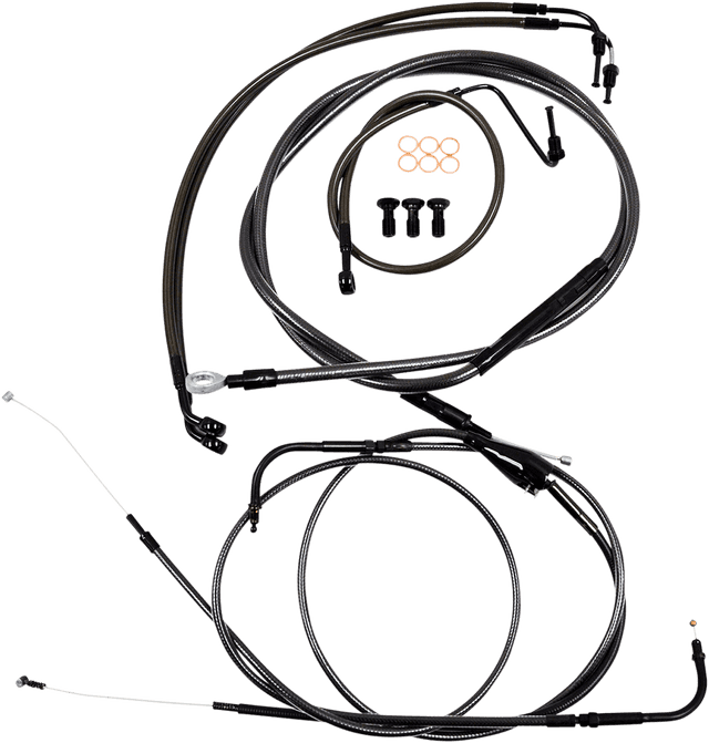 LA CHOPPERS 0610-1576 Standard Midnight Braided Handlebar Cable/Brake Line Kit - 18"-20" Ape Hangers - '08-'13 FLTR