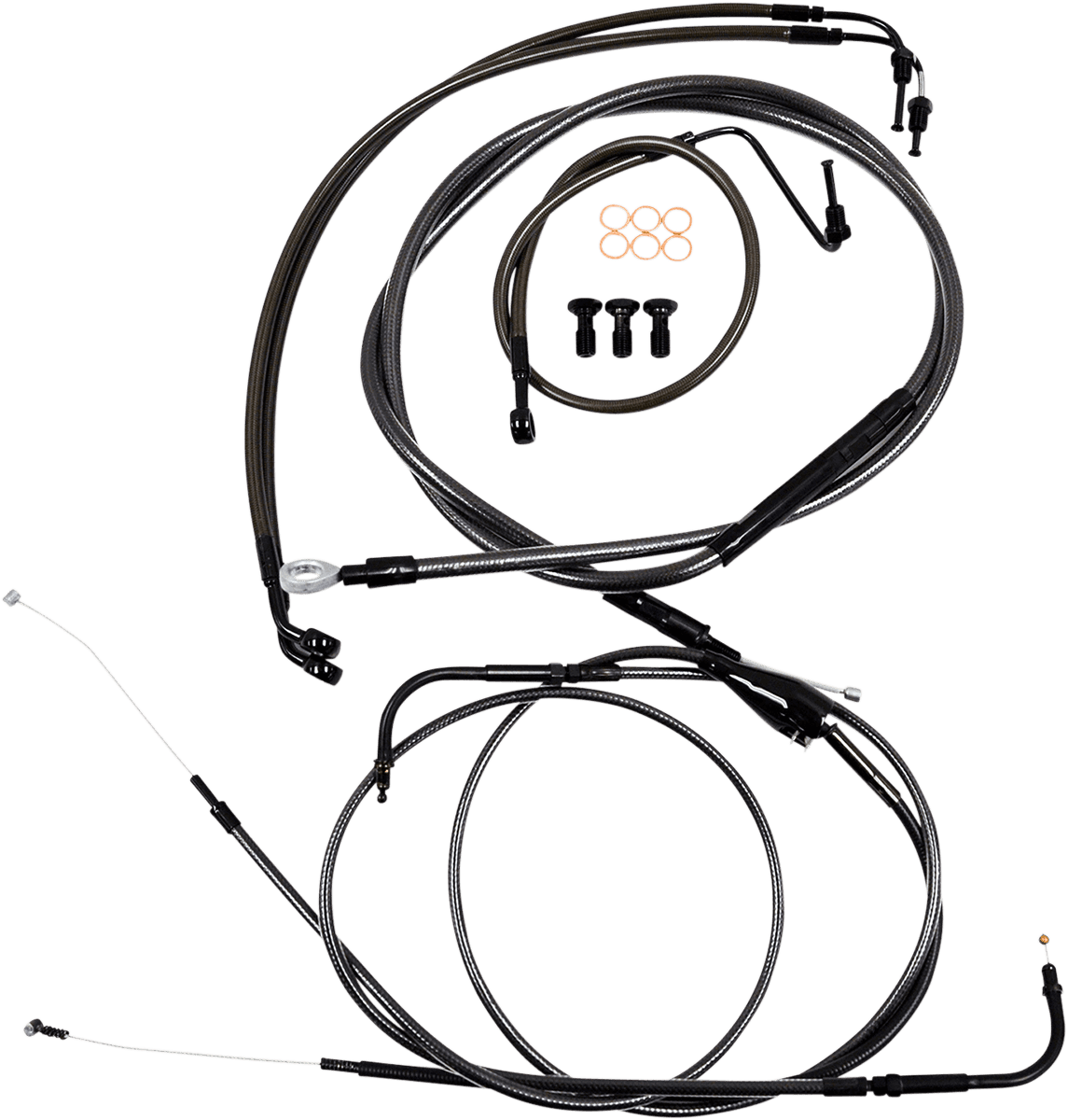 LA CHOPPERS 0610-1580 Standard Midnight Braided Handlebar Cable/Brake Line Kit - 12"-14" Ape Hangers - '08-'13 FL