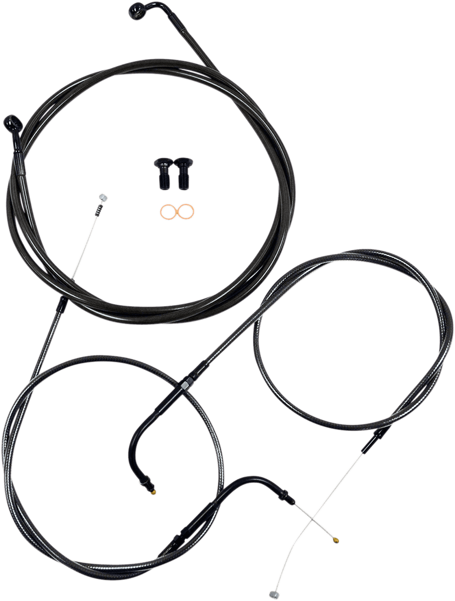 LA CHOPPERS 0610-1588 Standard Midnight Braided Handlebar Cable/Brake Line Kit - 18"-20" Ape Hangers - '07-'15 Softail
