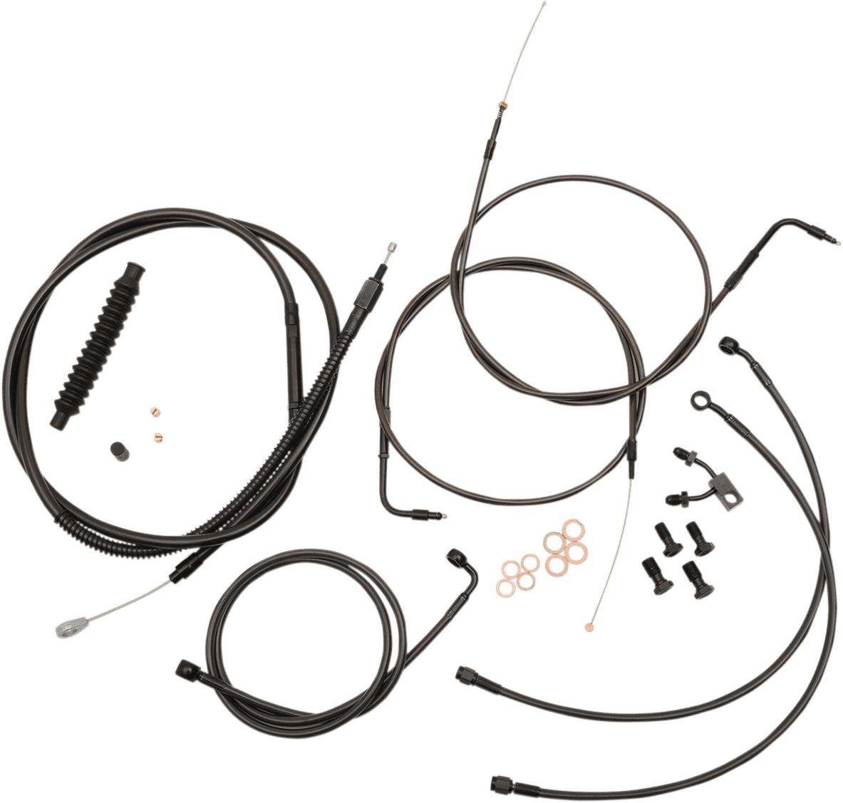 LA CHOPPERS 0610-1605 Standard Midnight Braided Handlebar Cable/Brake Line Kit - 15"-17" Ape Hangers - '11-'14 Softail