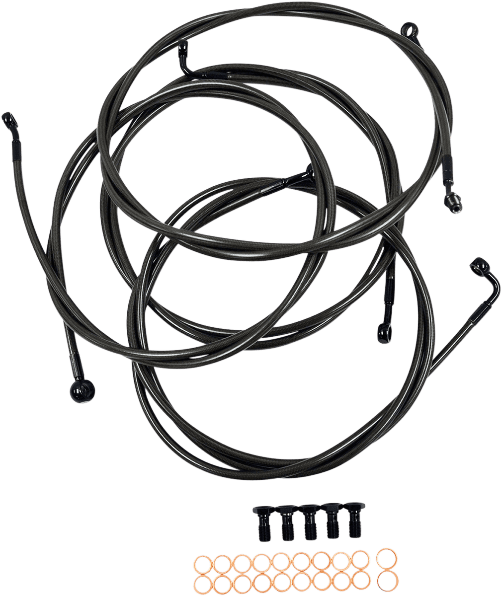 LA CHOPPERS 0610-1635 Standard Midnight Braided Handlebar Cable/Brake Line Kit - 15"-17" Ape Hangers - '14-'16 FLH