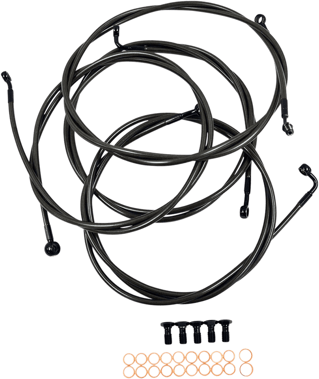 LA CHOPPERS 0610-1635 Standard Midnight Braided Handlebar Cable/Brake Line Kit - 15"-17" Ape Hangers - '14-'16 FLH