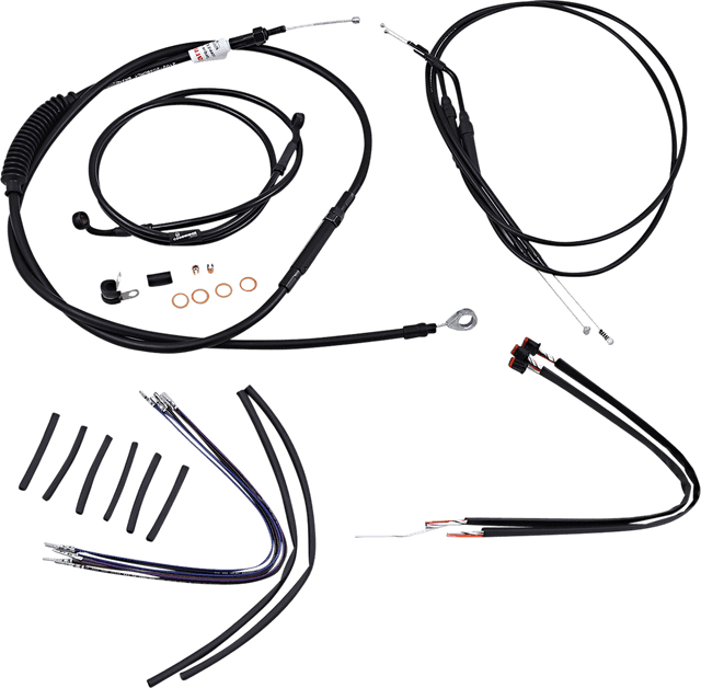 BURLY BRAND 0610-1657 Complete Black Vinyl Handlebar Cable/Line Kit for Ape Hangers - 14" - '14-'22 Sportster