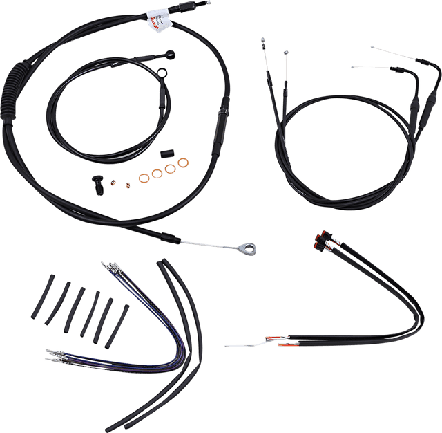 BURLY BRAND 0610-1664 Complete Black Vinyl Handlebar Cable/Line Kit for Ape Hangers - 16" - ABS - '11-'15 Softail — image 1 of 2