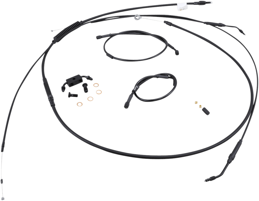 BURLY BRAND 0610-1667 Complete Black Vinyl Handlebar Cable/Line Kit for Ape Hangers - 14" - ABS - '12-'17 Dyna — image 1 of 3