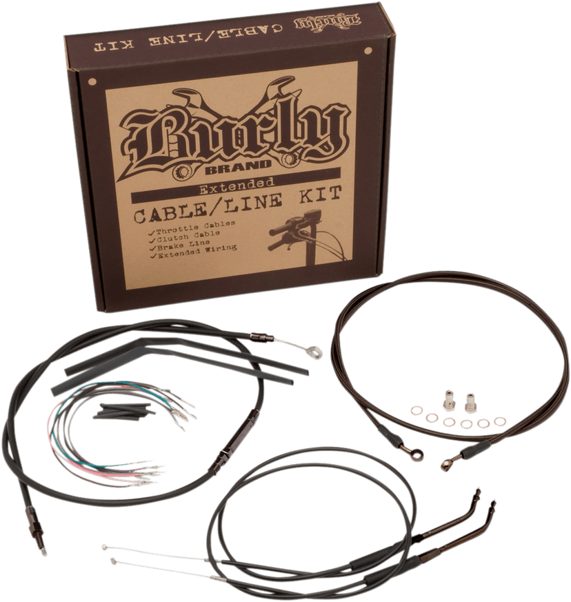 BURLY BRAND 0610-1667 Complete Black Vinyl Handlebar Cable/Line Kit for Ape Hangers - 14" - ABS - '12-'17 Dyna — image 2 of 3