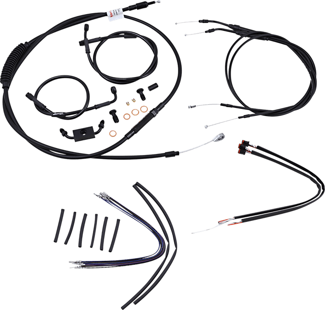 BURLY BRAND 0610-1668 Complete Black Vinyl Handlebar Cable/Line Kit for Ape Hangers - 16" - ABS - '12-'17 Dyna