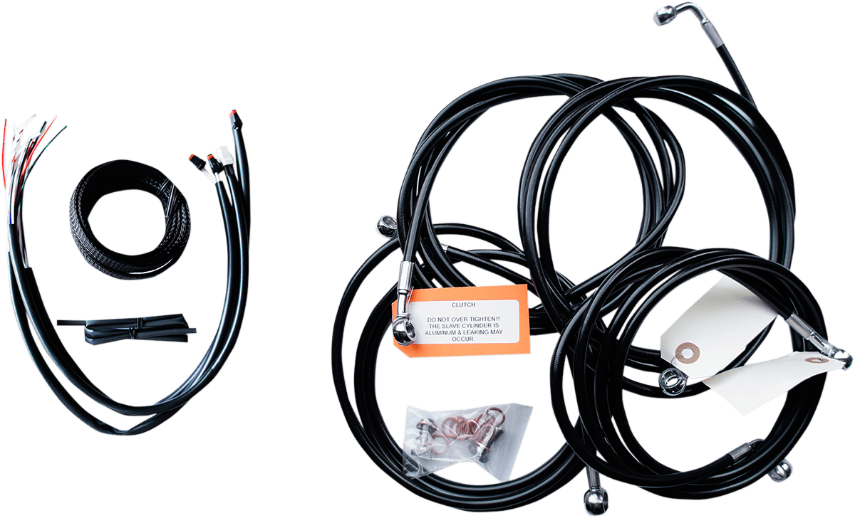 LA CHOPPERS 0610-1754 Complete Black Vinyl Braided Handlebar Cable/Brake Line Kit - 12"-14" Handlebars - '16 FLH