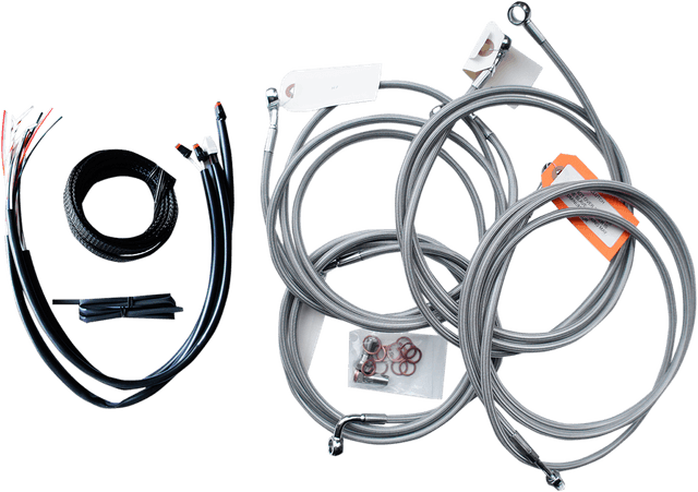 LA CHOPPERS 0610-1756 Complete Stainless Braided Handlebar Cable/Brake Line Kit - 15"-17" Handlebars - '16 Touring