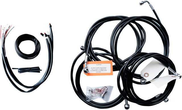 LA CHOPPERS 0610-1757 Complete Black Vinyl Braided Handlebar Cable/Brake Line Kit - 15"-17" Handlebars - '16 FLH