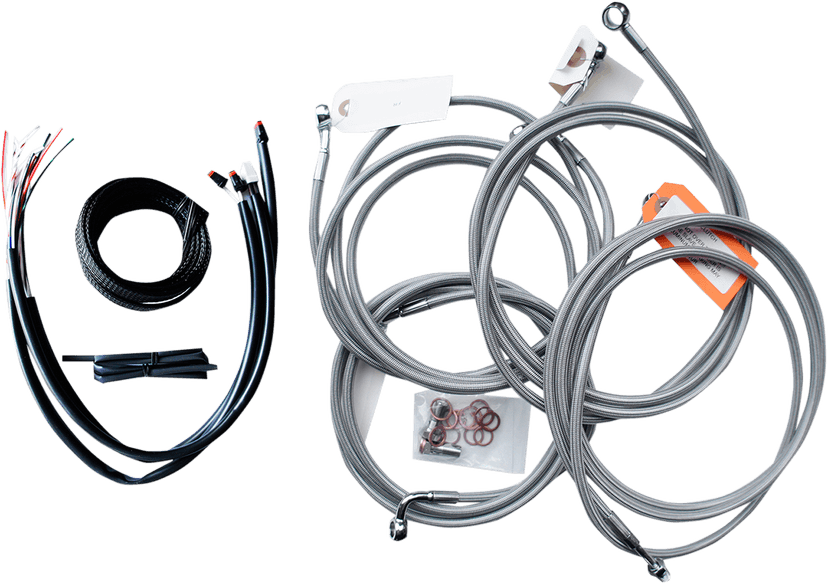 LA CHOPPERS 0610-1759 Complete Stainless Braided Handlebar Cable/Brake Line Kit - 18"-20" Handlebars - '16 Touring