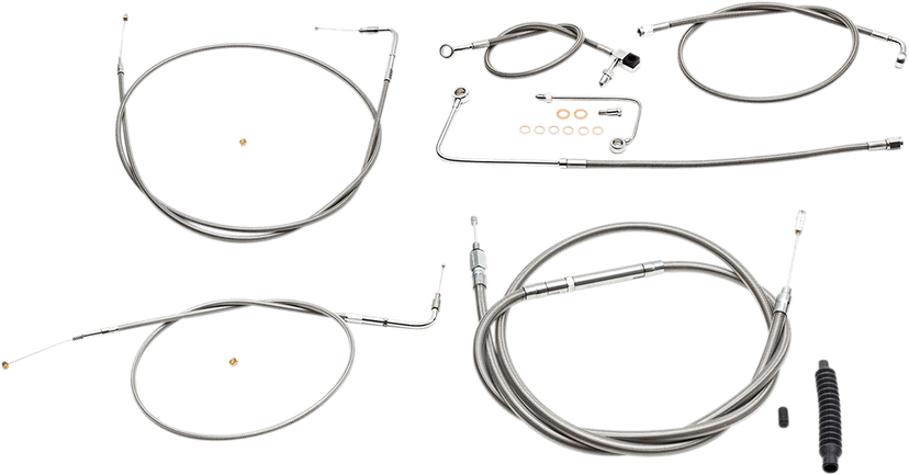 LA CHOPPERS 0610-1778 Standard Stainless Braided Handlebar Cable/Brake Line Kit - 12"-14" Ape Hangers - '15-'17 FLS