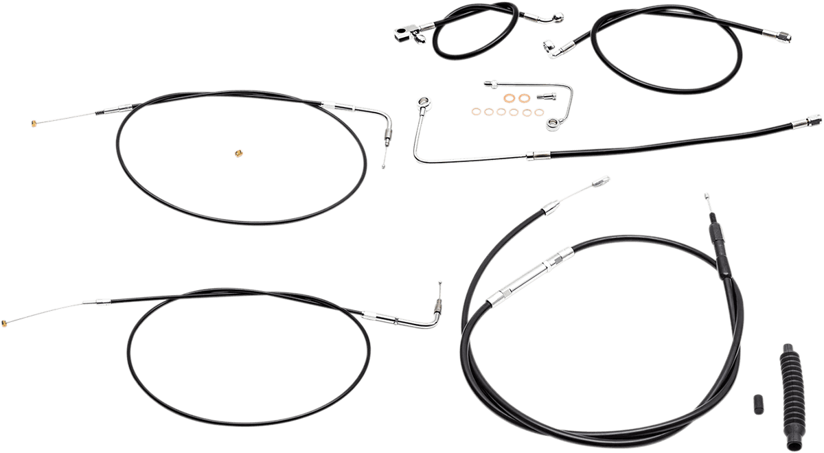 LA CHOPPERS 0610-1782 Standard Black Vinyl Handlebar Cable/Brake Line Kit - 15"-17" Ape Hangers - '15 FLS