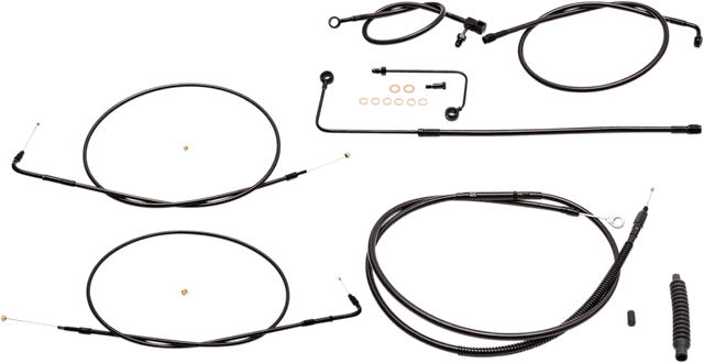 LA CHOPPERS 0610-1783 Standard Midnight Braided Handlebar Cable/Brake Line Kit - 15"-17" Ape Hangers - '15 FLS