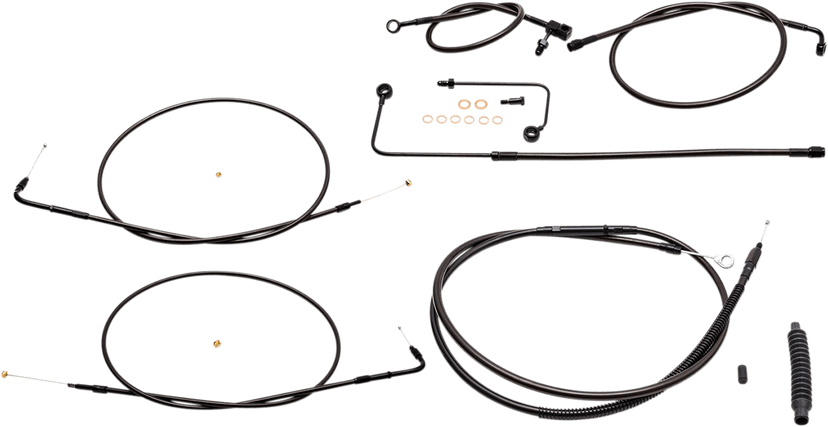 LA CHOPPERS 0610-1783 Standard Midnight Braided Handlebar Cable/Brake Line Kit - 15"-17" Ape Hangers - '15 FLS
