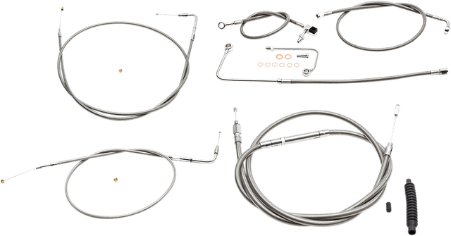 LA CHOPPERS 0610-1784 Standard Stainless Braided Handlebar Cable/Brake Line Kit - 18"-20" Ape Hangers - '15-'17 FLS
