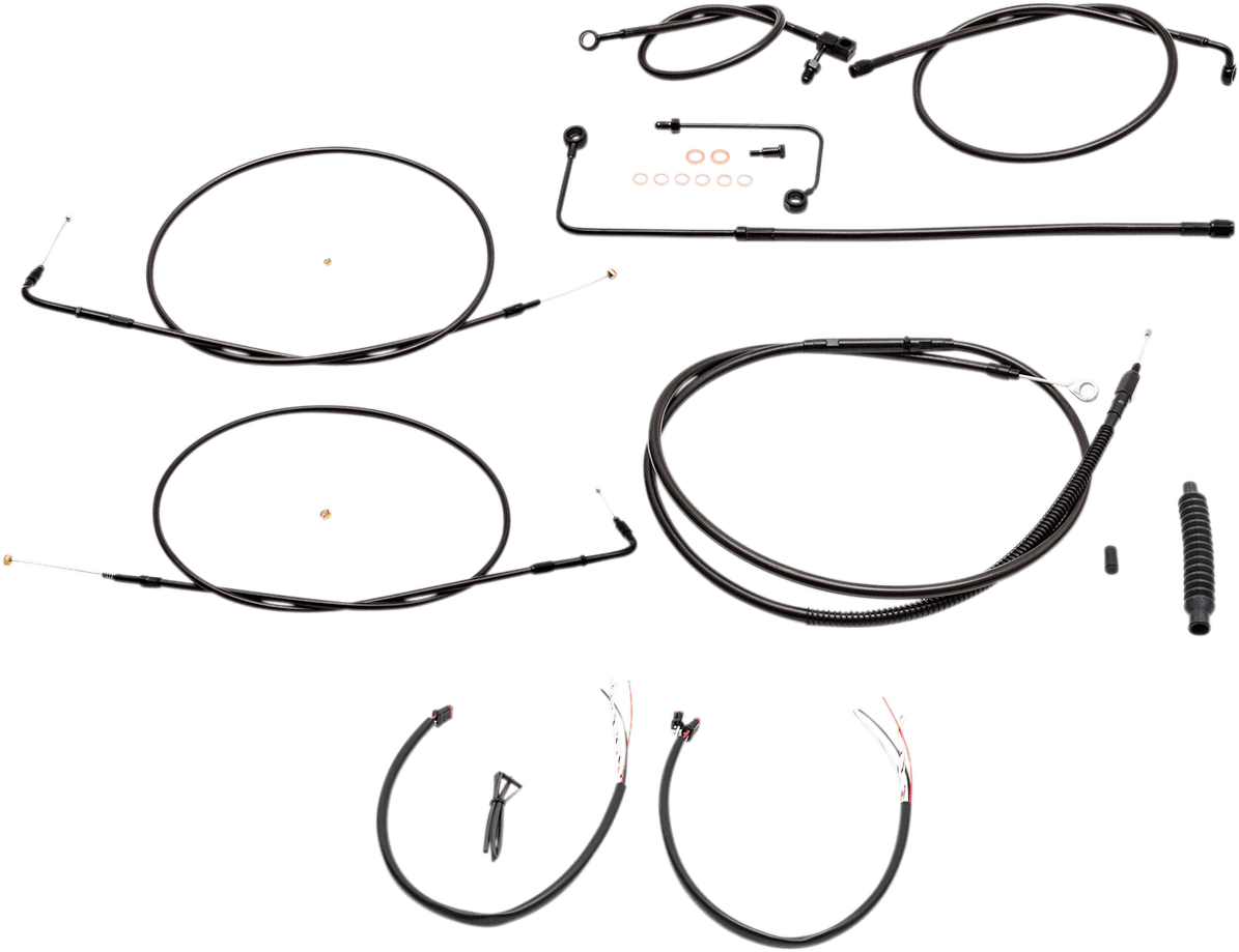 LA CHOPPERS 0610-1798 Complete Midnight Braided Cable Kit - 12"-14" Handlebars - '15 FLS