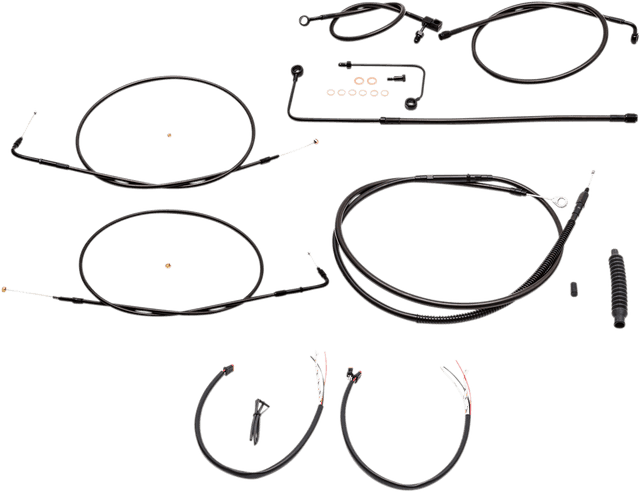 LA CHOPPERS 0610-1801 Complete Midnight Braided Cable Kit - 15"-17" Handlebars - '15 FLS