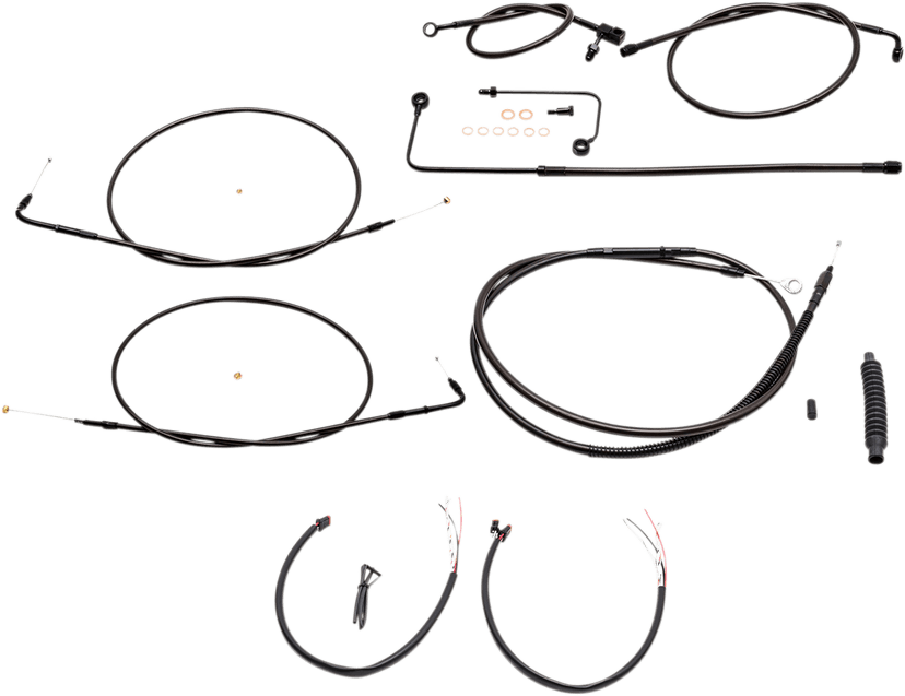 LA CHOPPERS 0610-1801 Complete Midnight Braided Cable Kit - 15"-17" Handlebars - '15 FLS