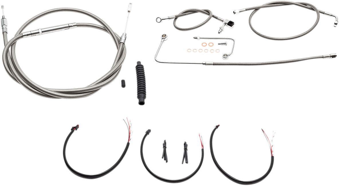 LA CHOPPERS 0610-1811 Complete Stainless Braided Handlebar Cable/Brake Line Kit - Mini Handlebars - '16-'17 FLS