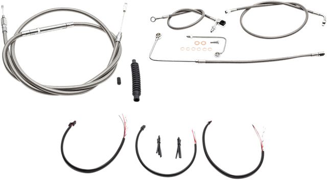 LA CHOPPERS 0610-1811 Complete Stainless Braided Handlebar Cable/Brake Line Kit - Mini Handlebars - '16-'17 FLS