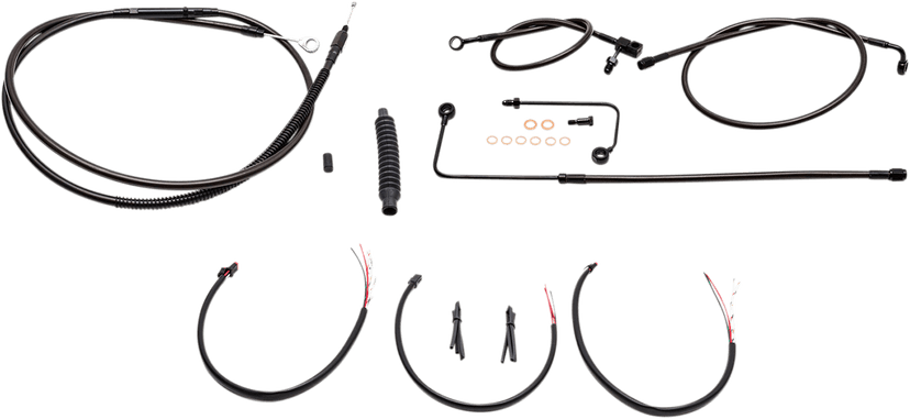 LA CHOPPERS 0610-1816 Complete Midnight Braided Cable Kit - 12"-14" Handlebars - '16-'17 FLS