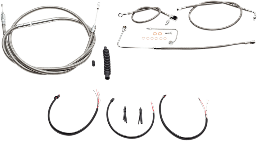 LA CHOPPERS 0610-1820 Complete Stainless Braided Handlebar Cable/Brake Line Kit - 18"-20" Handlebars - '16-'17 FLS