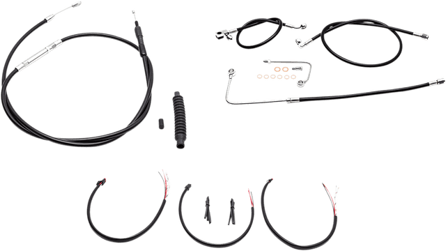 LA CHOPPERS 0610-1821 Complete Black Vinyl Braided Handlebar Cable/Brake Line Kit - 18"-20" Handlebars - '16-'17 FLS