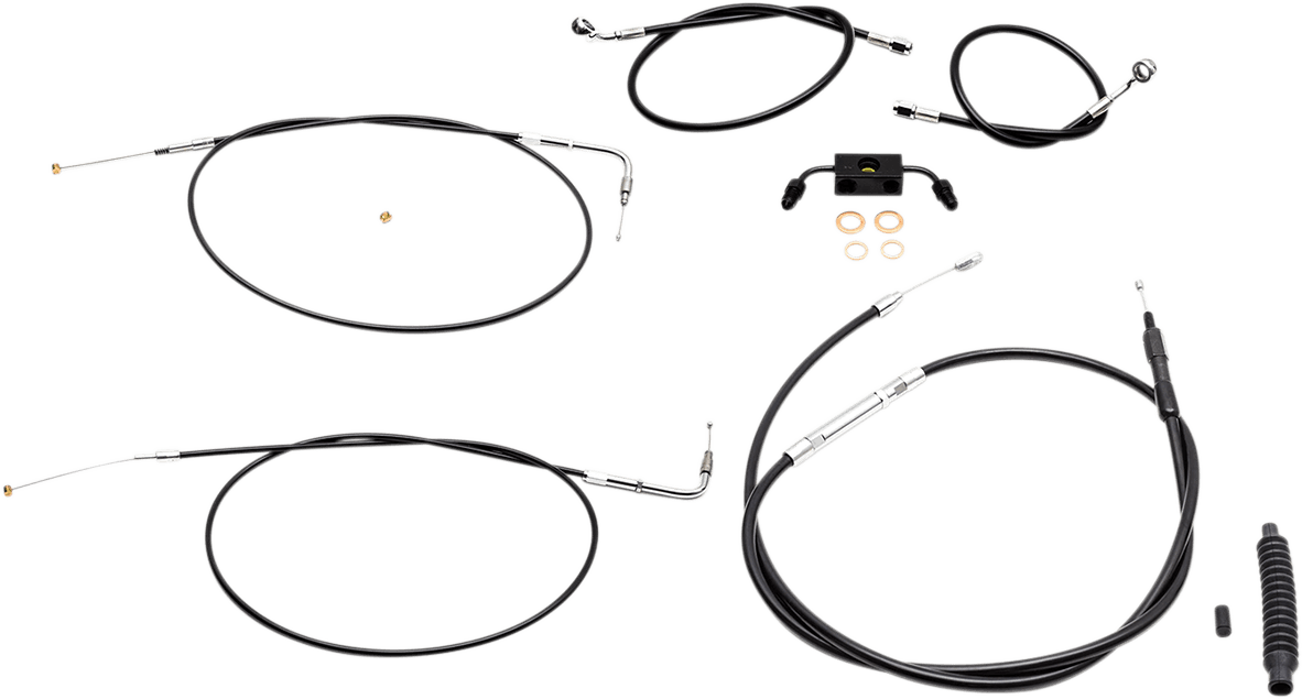 LA CHOPPERS 0610-1830 Standard Black Vinyl Handlebar Cable/Brake Line Kit - 15"-17" Ape Hangers - '12-'17 FXDB/C