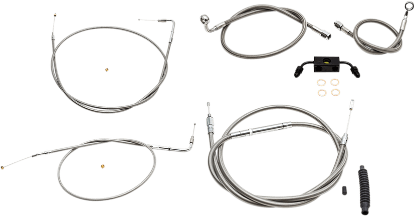 LA CHOPPERS 0610-1847 Standard Stainless Braided Handlebar Cable/Brake Line Kit - Mini Ape Hangers - '13-'22 Sportster