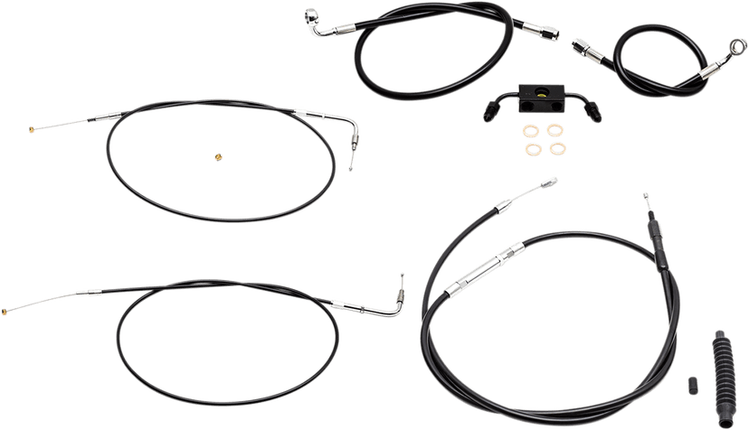 LA CHOPPERS 0610-1848 Standard Black Vinyl Handlebar Cable/Brake Line Kit - Mini Ape Hangers - '13-'22 Sportster