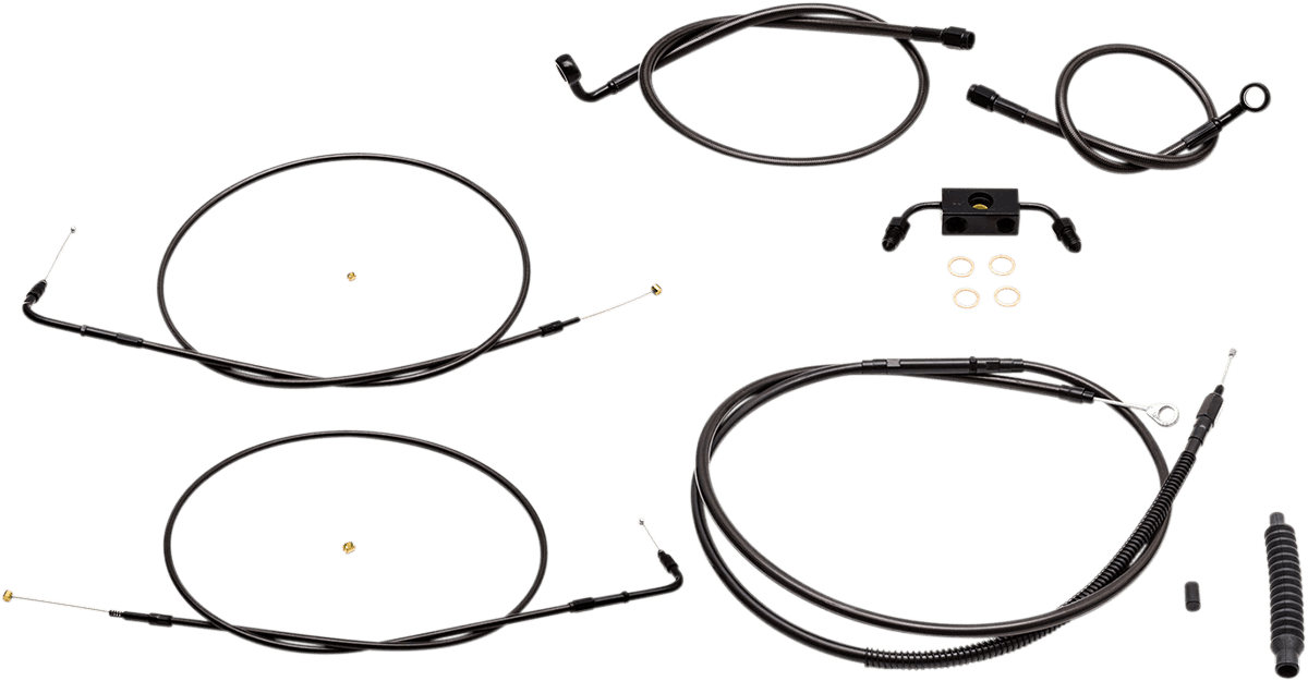 LA CHOPPERS 0610-1849 Standard Midnight Braided Handlebar Cable/Brake Line Kit - Mini Ape Hangers - '13-'22 Sportster