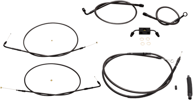 LA CHOPPERS 0610-1849 Standard Midnight Braided Handlebar Cable/Brake Line Kit - Mini Ape Hangers - '13-'22 Sportster