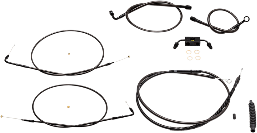 LA CHOPPERS 0610-1849 Standard Midnight Braided Handlebar Cable/Brake Line Kit - Mini Ape Hangers - '13-'22 Sportster