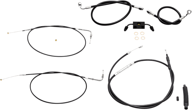 LA CHOPPERS 0610-1854 Standard Black Vinyl Handlebar Cable/Brake Line Kit - 15"-17" Ape Hangers - '13-'22 Sportster