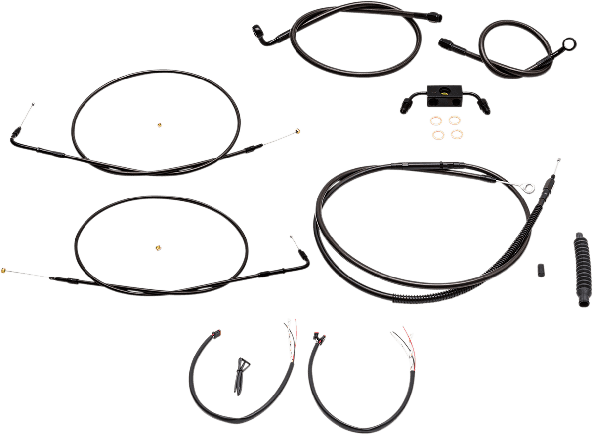 LA CHOPPERS 0610-1861 Complete Midnight Braided Cable Kit - Mini Handlebars - ABS - '13-'22 Sportster