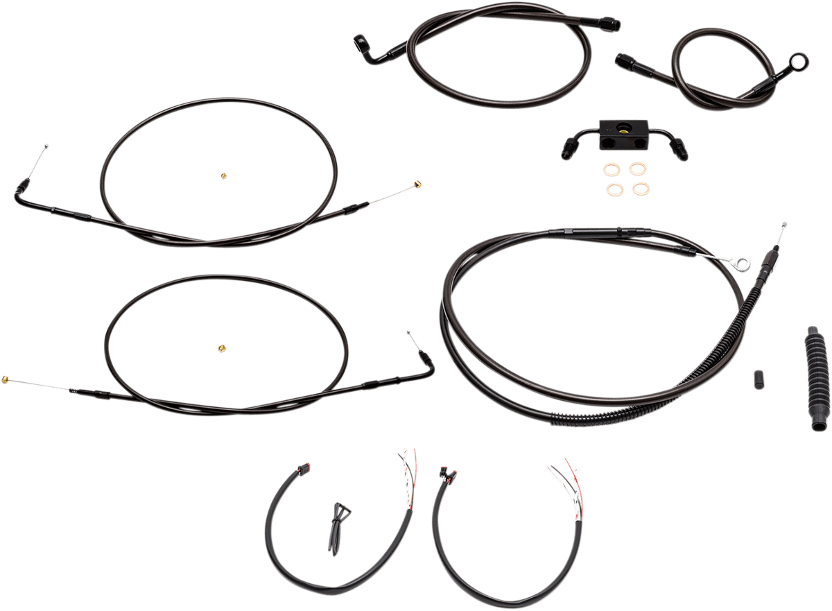 LA CHOPPERS 0610-1861 Complete Midnight Braided Cable Kit - Mini Handlebars - ABS - '13-'22 Sportster