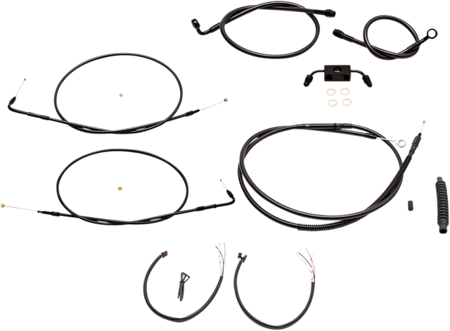 LA CHOPPERS 0610-1861 Complete Midnight Braided Cable Kit - Mini Handlebars - ABS - '13-'22 Sportster
