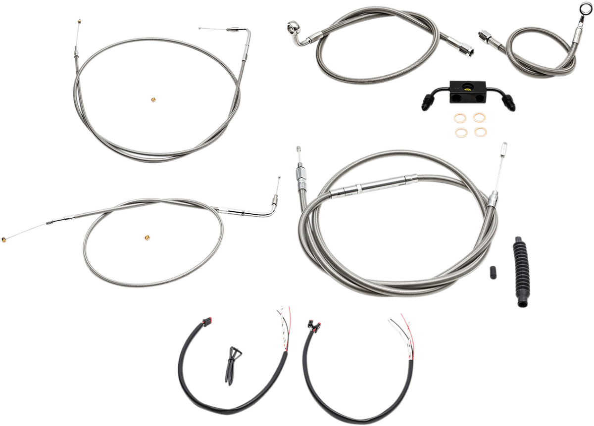 LA CHOPPERS 0610-1865 Complete Stainless Braided Handlebar Cable/Brake Line Kit - 15"-17" Handlebars - '13-'22 Sportster