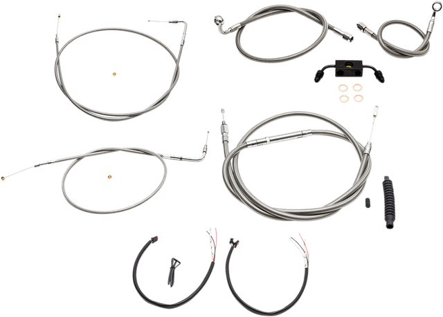 LA CHOPPERS 0610-1865 Complete Stainless Braided Handlebar Cable/Brake Line Kit - 15"-17" Handlebars - '13-'22 Sportster