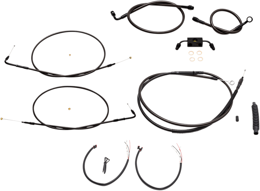 LA CHOPPERS 0610-1867 Complete Midnight Braided Cable Kit - 15"-17" Handlebars - ABS - '13-'22 Sportster