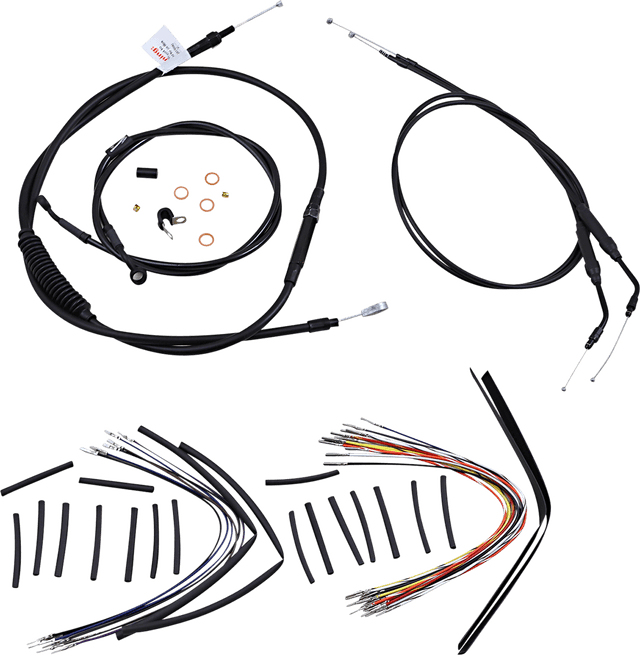 BURLY BRAND 0610-1913 Jail Bar Cable Kit - 14" Handlebars - Black Vinyl - '04-'06 XL