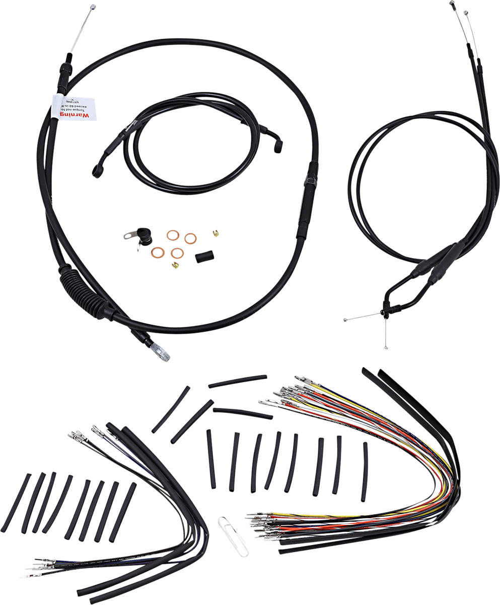 BURLY BRAND 0610-1916 Jail Bar Cable Kit - 14" Handlebars - Black Vinyl - '07-'13 XL