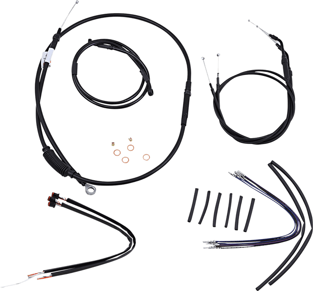 BURLY BRAND 0610-1917 Jail Bar Cable Kit - 12" Handlebars - Black Vinyl - '14-'22 XL